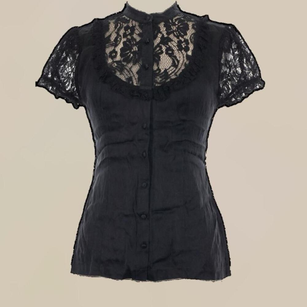 Vintage black silk with lace